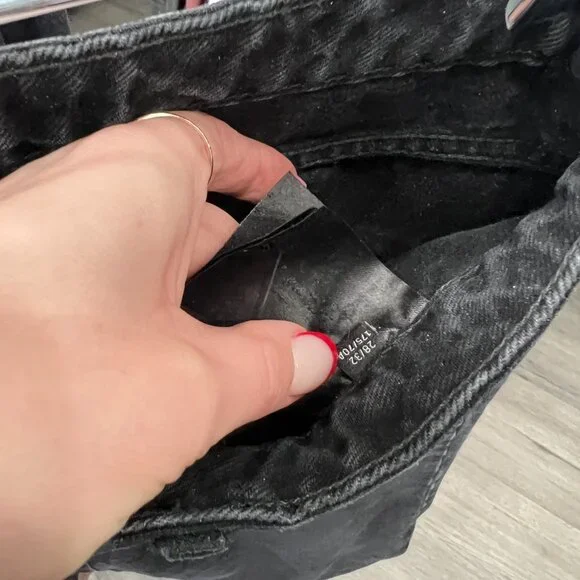 $330 Toteme Black Denim Barrel Leg High Rise Pants size 28/32 - Picture 6 of 6